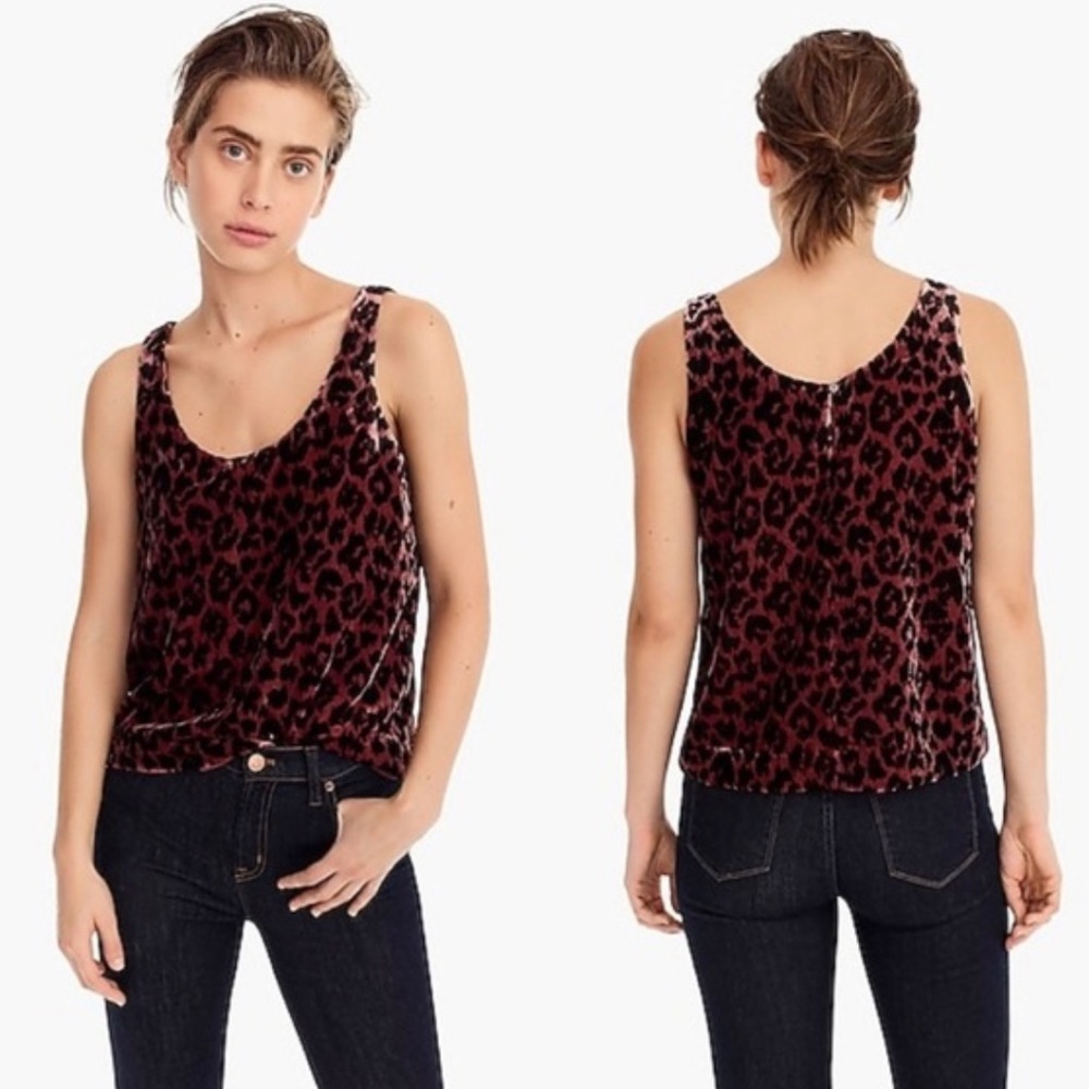 •J.CREW• Always Velvet Rose‎ Leopard Print Tank Top Camisole Size 0 Style J4954